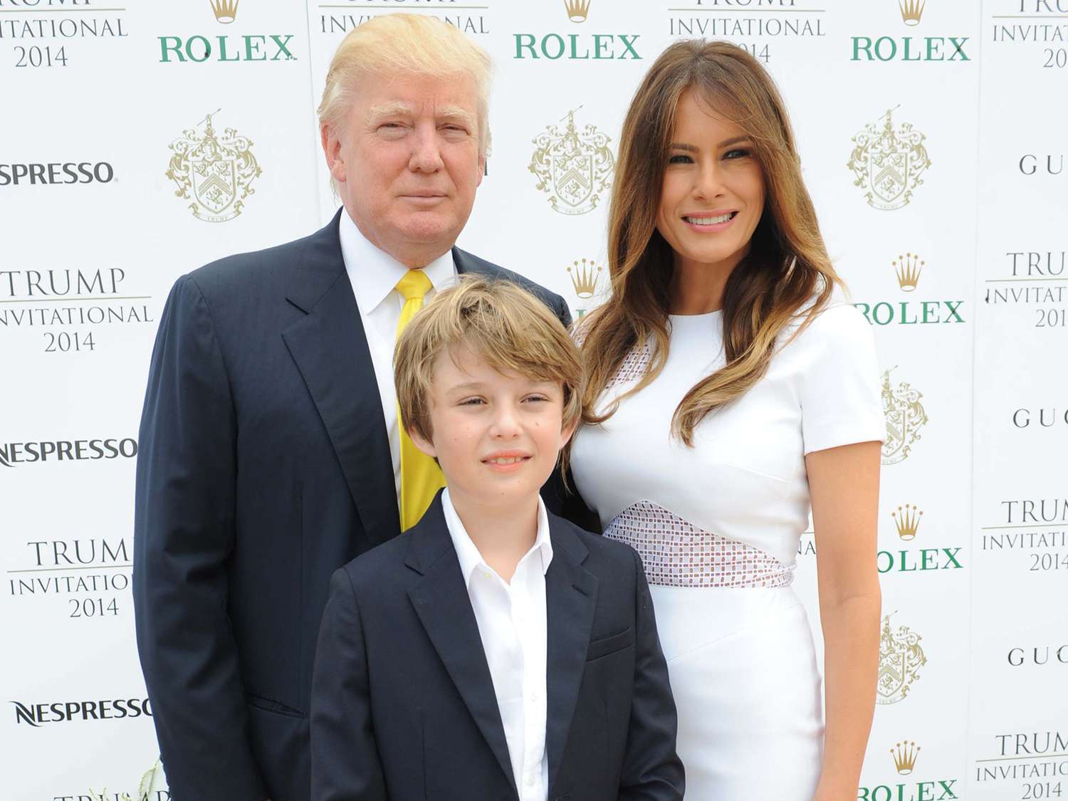 Donald Trump, his son Barron, and wife Melania at the $125,000 Trump Invitational Grand Prix