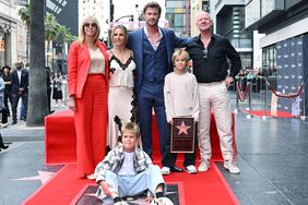 Leonie Hemsworth, Elsa Pataky, Sasha Hemsworth, Chris Hemsworth, Tristan Hemsworth and Craig Hemsworth during the ceremony honoring Chris Hemsworth with a Star on the Hollywood Walk of Fame on May 23, 2024 in Los Angeles, California. 