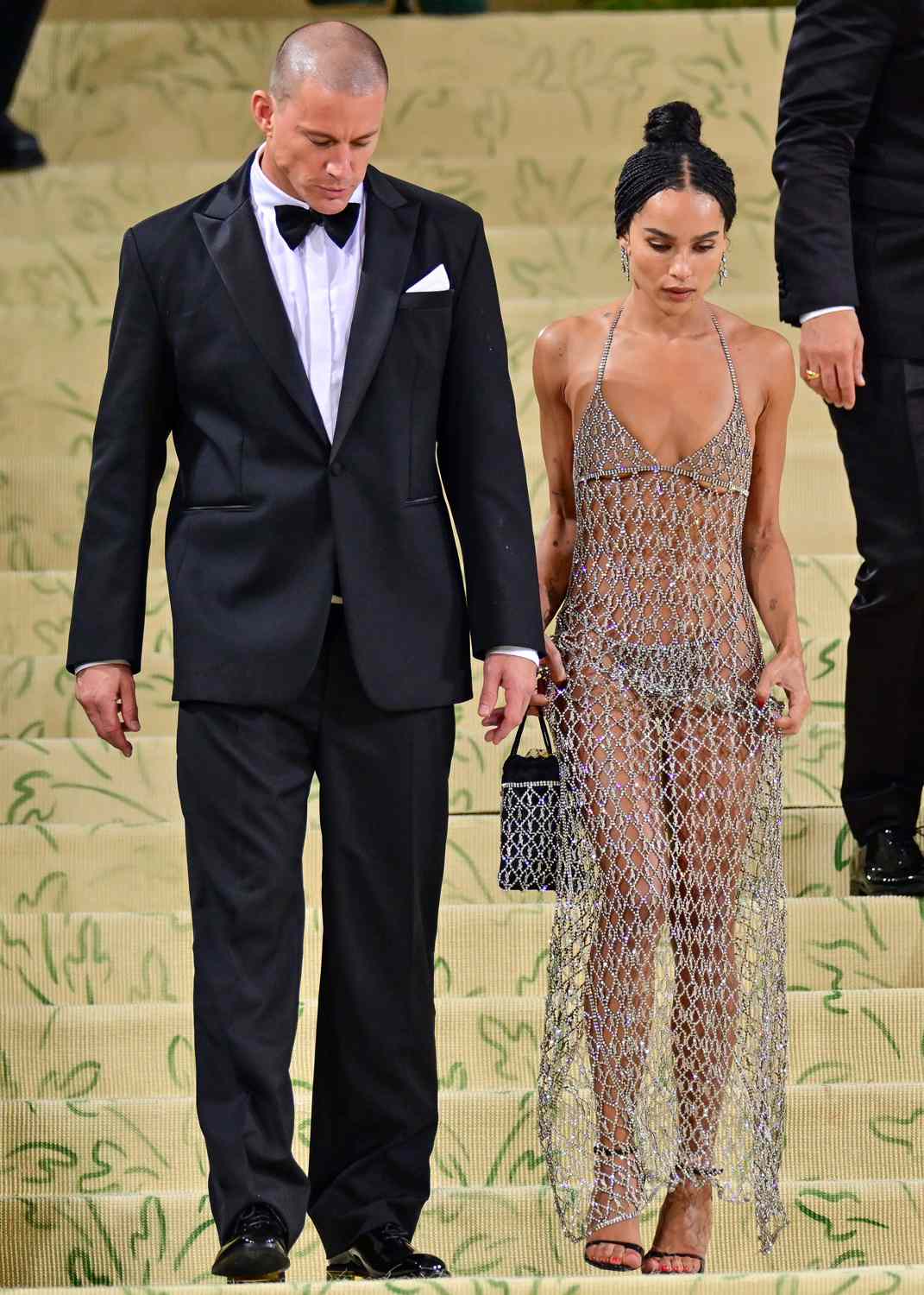 Channing Tatum and Zoe Kravitz leave the 2021 Met Gala Celebrating In America: A Lexicon Of Fashion at Metropolitan Museum of Art on September 13, 2021