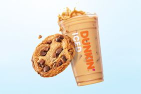 Dunkin Blueberry Donut Iced Coffee and Chocolate Chunk Cookie