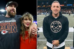 Travis Kelce with Taylor Swift at the AFC Championship Game, Patrick Regan