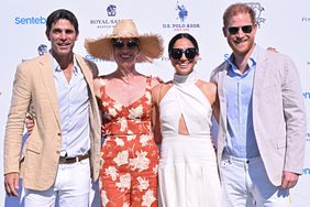 Nacho Figueras, Delfina Blaquier, Meghan, Duchess of Sussex and Prince Harry, Duke of Sussex attend the Royal Salute Polo Challenge benefitting Sentebale at Grand Champions Polo Club on April 12, 2024 in Wellington, Florida. The annual Polo Cup has been running since 2010, and to date has raised over ÃÂ£11.4 million to support Sentebale's work with children and young people affected by poverty, inequality and HIV/AIDS in southern Africa.