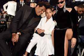 Jay Z, daughter Blue Ivy Carter and recording artist Beyonce attend the 60th Annual GRAMMY Awards at Madison Square Garden on January 28, 2018 in New York City