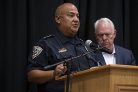 May 24, 2022; Uvalde, TX, USA; Uvalde police chief Pete Arredondo speaks at a press conference following the shooting at Robb Elementary School in Uvalde, Texas on Tuesday, May 24, 2022. The shooting killed 18 children and 2 adults. Mandatory Credit: Mikala Compton-USA TODAY NETWORK (Photo by Austin American-Statesman-USA Today Network/Sipa USA)