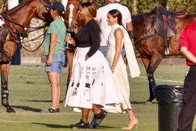 Palm Beach, FL - Meghan Markle wows in a white dress and towering heels as she and Prince Harry attend the Royal Salute Polo Challenge in Miami with Serena Williams. The Happy couple were surrounded by a film crew from Duke's new Netflix show about the elitist sport.
