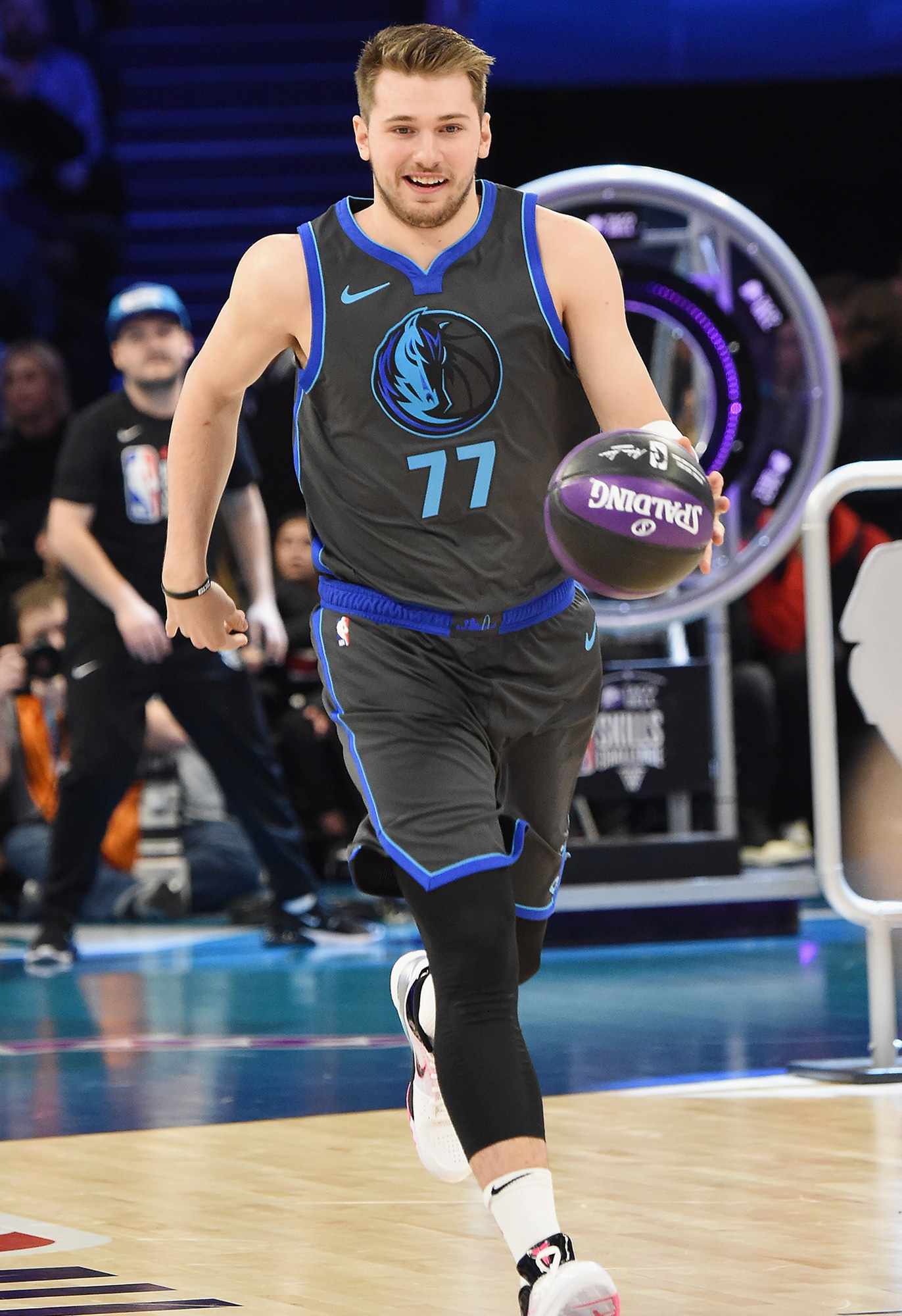 Luka Doncic participates in the Taco Bell Skills Challenge during the 2019 State Farm All-Star Saturday Night on February 16, 2019 in Charlotte, North Carolina. 