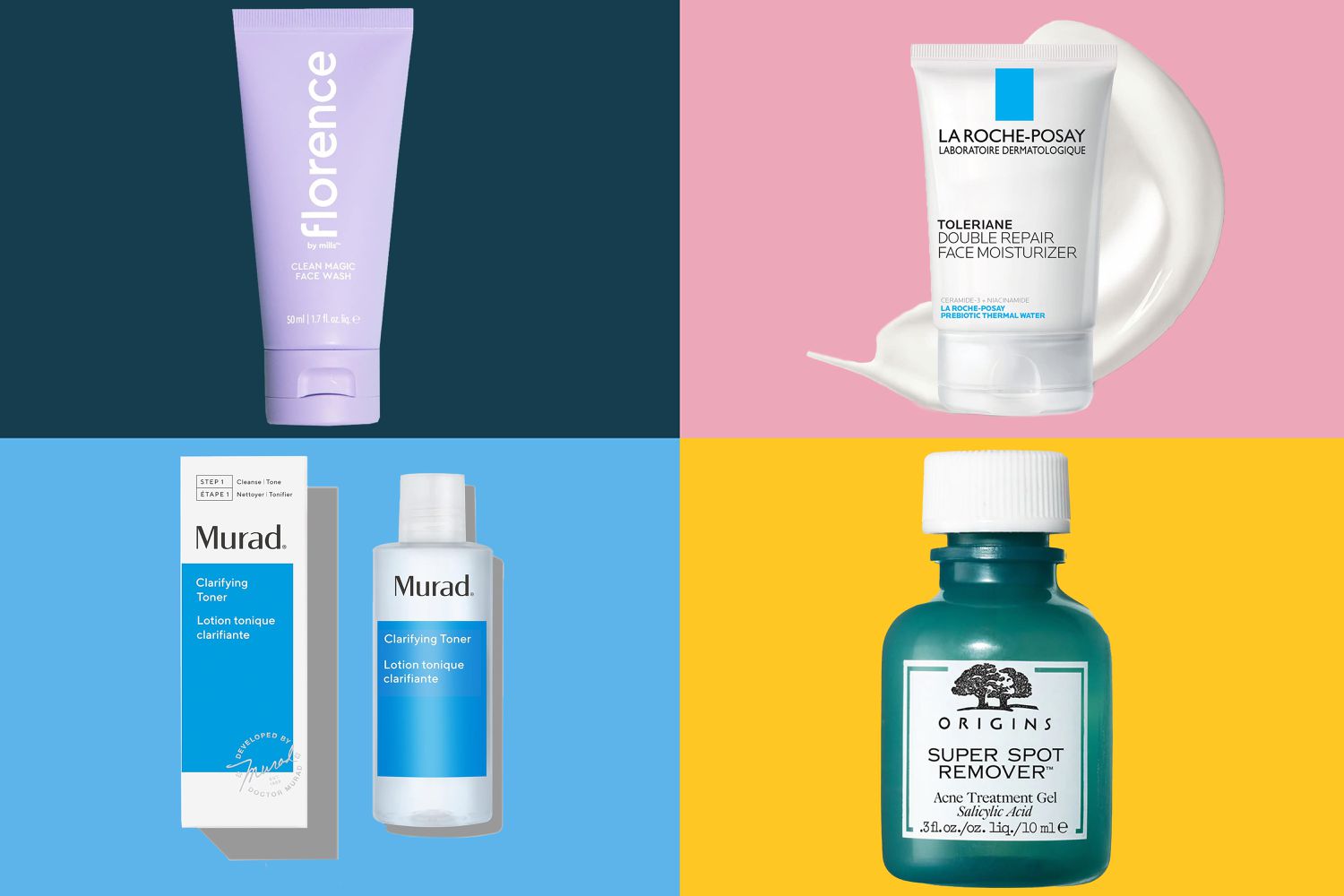Collage of popular acne products