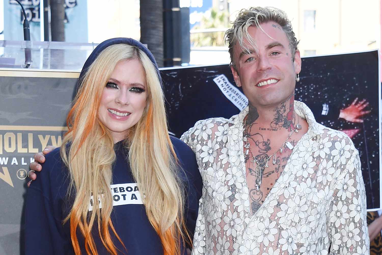Avril Lavigne, Mod Sun at the star ceremony where Avril Lavigne is honored with a star on the Hollywood Walk of Fame on August 31, 2022 in Los Angeles, California.