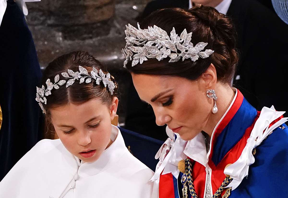 Princess Charlotte and the Catherine, Princess of Wales during the Coronation of King Charles III and Queen Camilla on May 6, 2023 in London, England. 