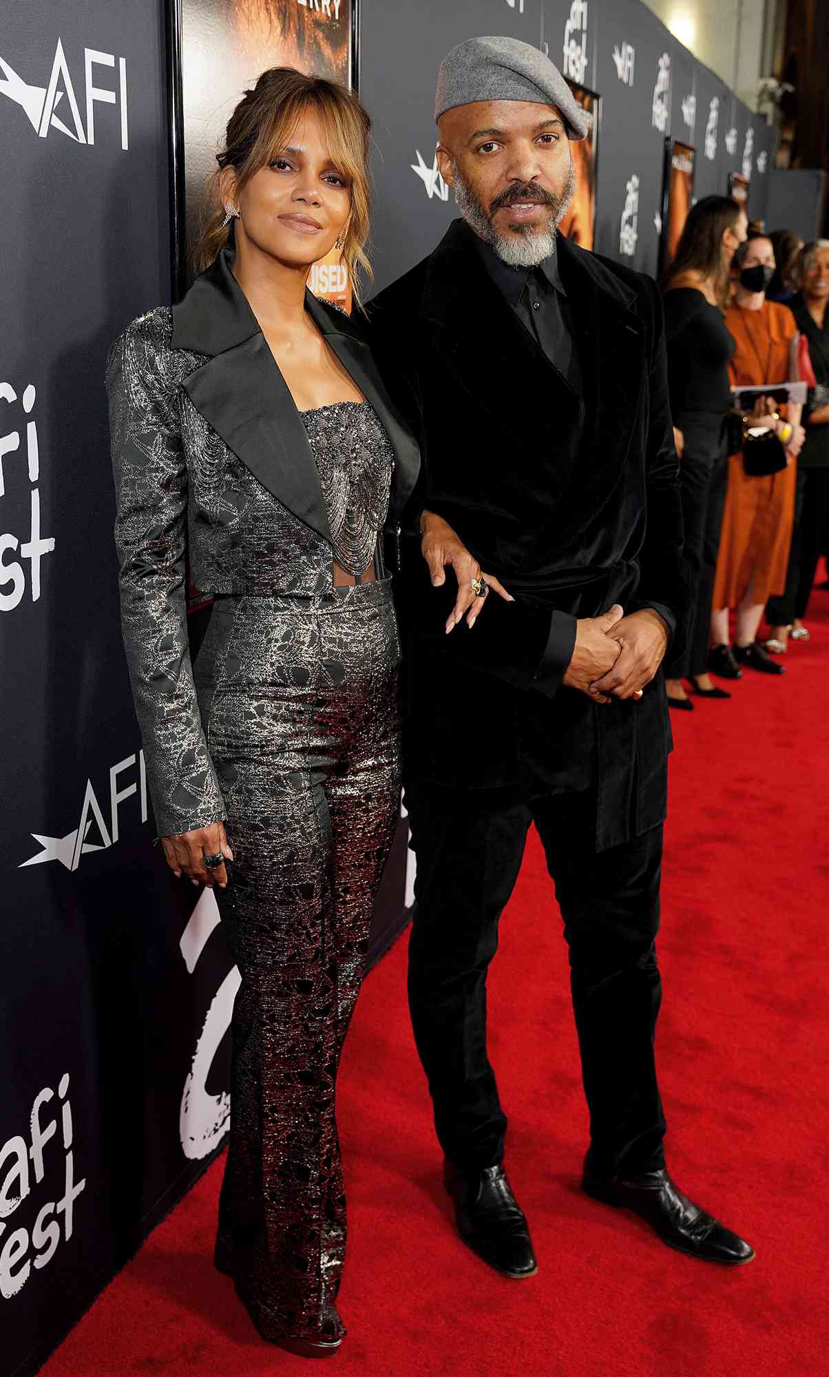 Halle Berry (L) and Van Hunt attend the 2021 AFI Fest Official Screening of Netflix's "Bruised" at TCL Chinese Theatre on November 13, 2021 in Hollywood, California