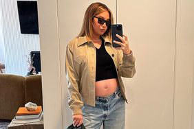 Pregnant Ashley Tisdale Shows Off Bare Bump as She Makes âMean Girlsâ Reference: 'These Jeans Are All That Fit Me Right Now'