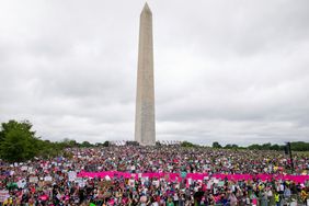 Mandatory Credit: Photo by Amanda Andrade-Rhoades/AP/Shutterstock (12940153b) Abortion rights demonstrators rally, on the National Mall in Washington, during protests across the country Supreme Court Abortion Protest, Washington, United States - 14 May 2022