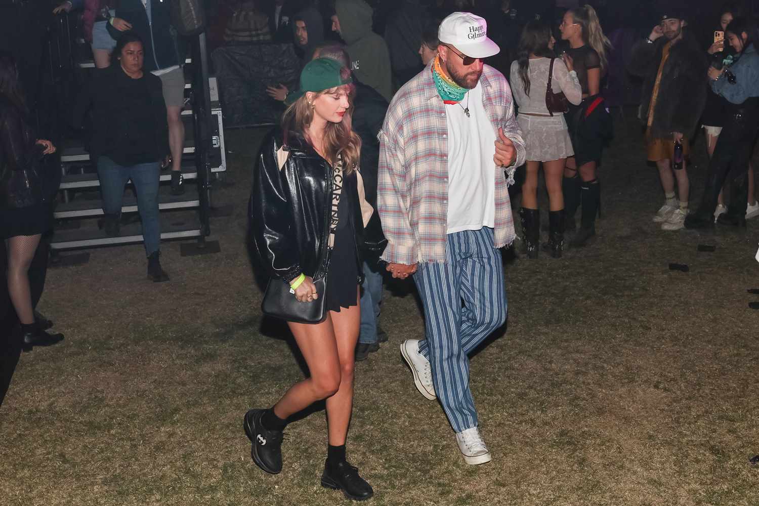 Taylor Swift (left) and Travis Kelce at Coachella 2024