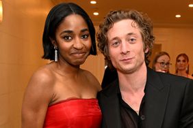 Ayo Edebiri and Jeremy Allen White at The 81st Annual Golden Globe Awards with MoÃÂ«t & Chandon, Celebrating the 13th Year of Toast for a Cause at the Beverly Hilton on January 7, 2023