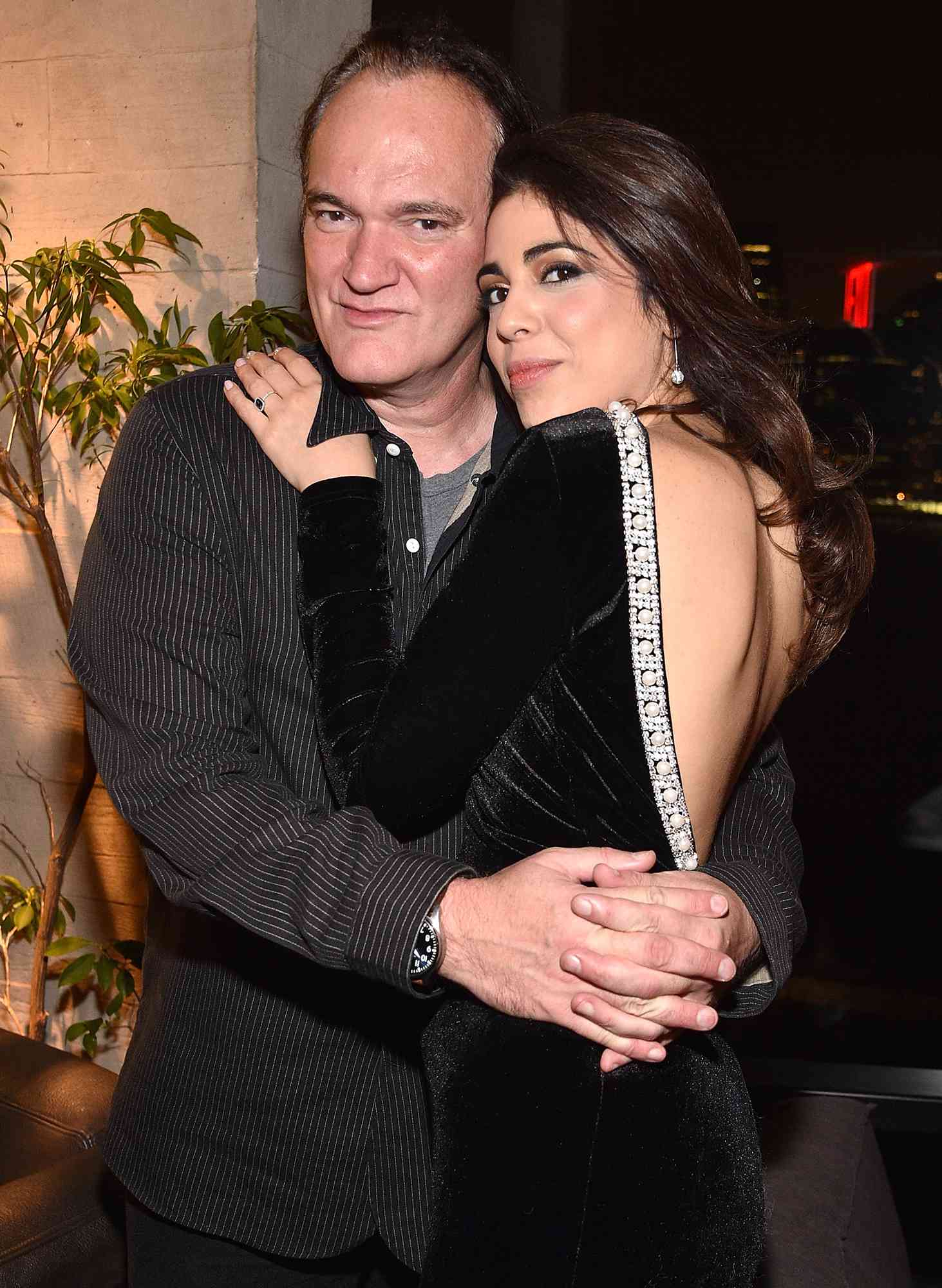 Quentin Tarantino and Daniella Pick attend 1 Hotel Brooklyn Bridge celebrates 25th Anniversary of "Reservoir Dogs" with private party for Harvey Weinstein and Quentin Tarantino at 1 Hotel on April 30, 2017 in Brooklyn, New York