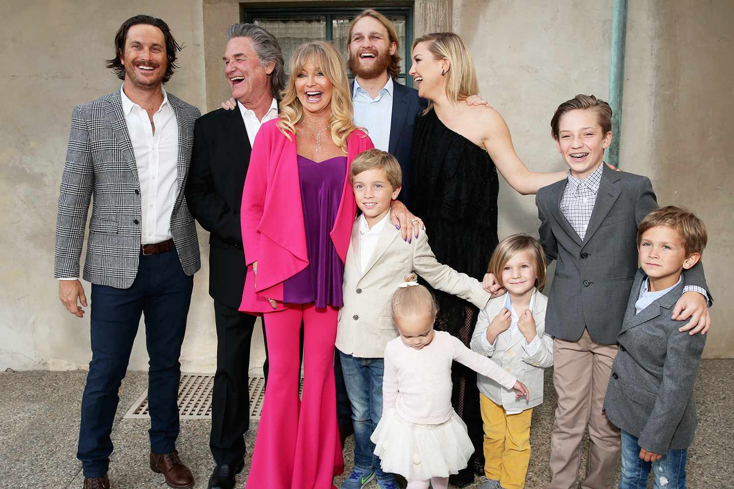 BEVERLY HILLS, CA - MAY 06: Actors Oliver Hudson, Kurt Russell, Goldie Hawn, Wyatt Russell and Kate Hudson with kids Ryder Robinson, Wilder Hudson, Bodhi Hudson, Rio Hudson and Bingham Bellamy attend Annual Goldie's Love In For Kids hosted by Goldie Hawn at Ron Burkle's Green Acres Estate on May 6, 2016 in Beverly Hills, Californi (Photo by Todd Williamson/Getty Images)