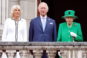Camilla, Duchess of Cornwall, Prince Charles, Prince of Wales and Queen Elizabeth II stand on the balcony of Buckingham Palace following the Platinum Pageant on June 5, 2022 in London, England. The Platinum Jubilee of Elizabeth II is being celebrated from June 2 to June 5, 2022, in the UK and Commonwealth to mark the 70th anniversary of the accession of Queen Elizabeth II on 6 February 1952.