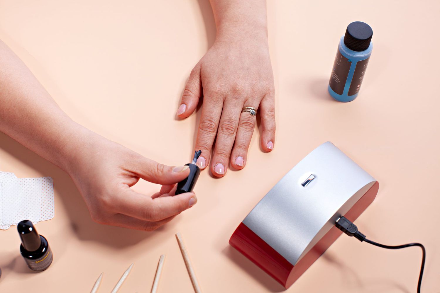 hands using Red Carpet Manicure Pro 45 Gel Starter Kit