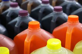 Gallon bottles containing juice