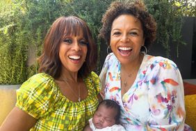 Gayle King (left) with Kirby Bumpus and her newborn baby Grayson