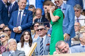 Catherine, Princess of Wales talking with Rachel Weisz and Daniel Craig in the Royal Box at the Gentlemen's Singles Final match on Centre Court during the Wimbledon Lawn Tennis Championships at the All England Lawn Tennis and Croquet Club at Wimbledon on July 16, 2023