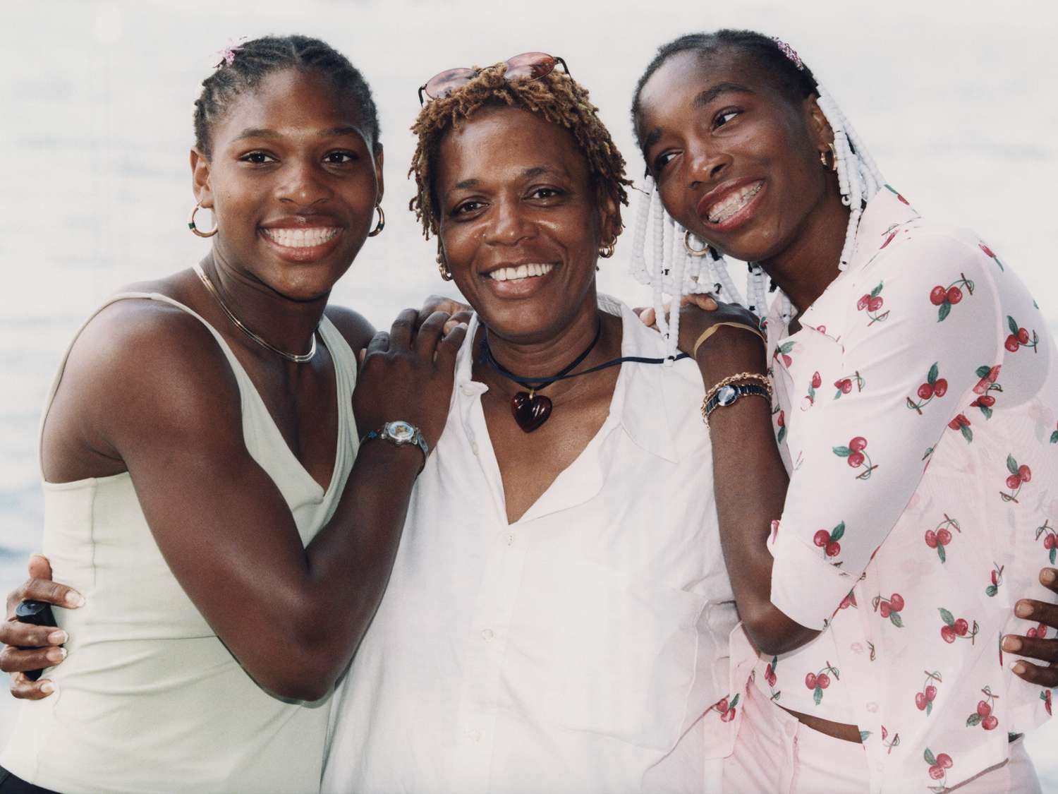 Serena Williams (left) and her sister Venus (right) with their mother Oracene, Key Biscayne, Florida, 28th March 1999
