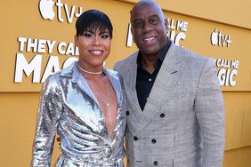 EJ Johnson and Magic Johnson attend the Los Angeles premiere of Apple's "They Call Me Magic" at Regency Village Theatre on April 14, 2022 in Los Angeles, California