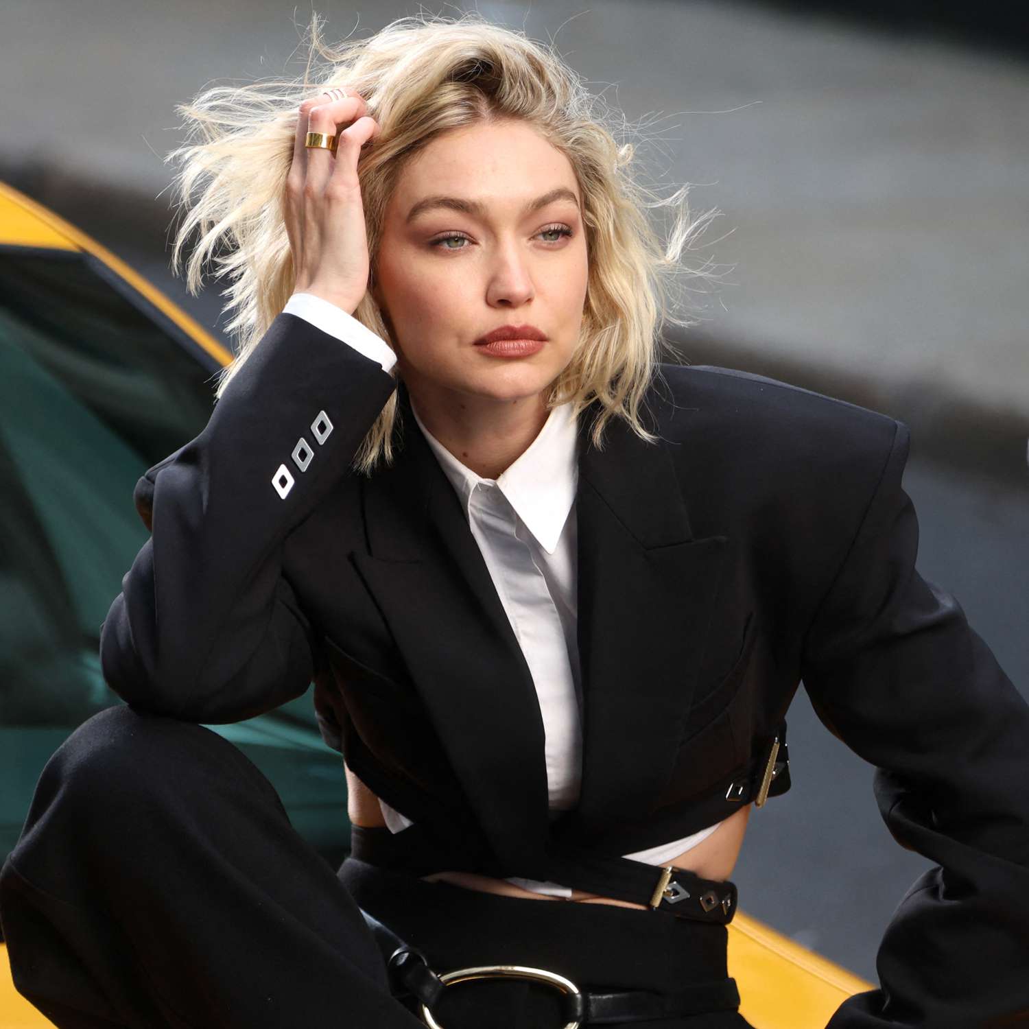 Gigi Hadid spotted on set doing a shooting for Maybelline in Soho, New York.