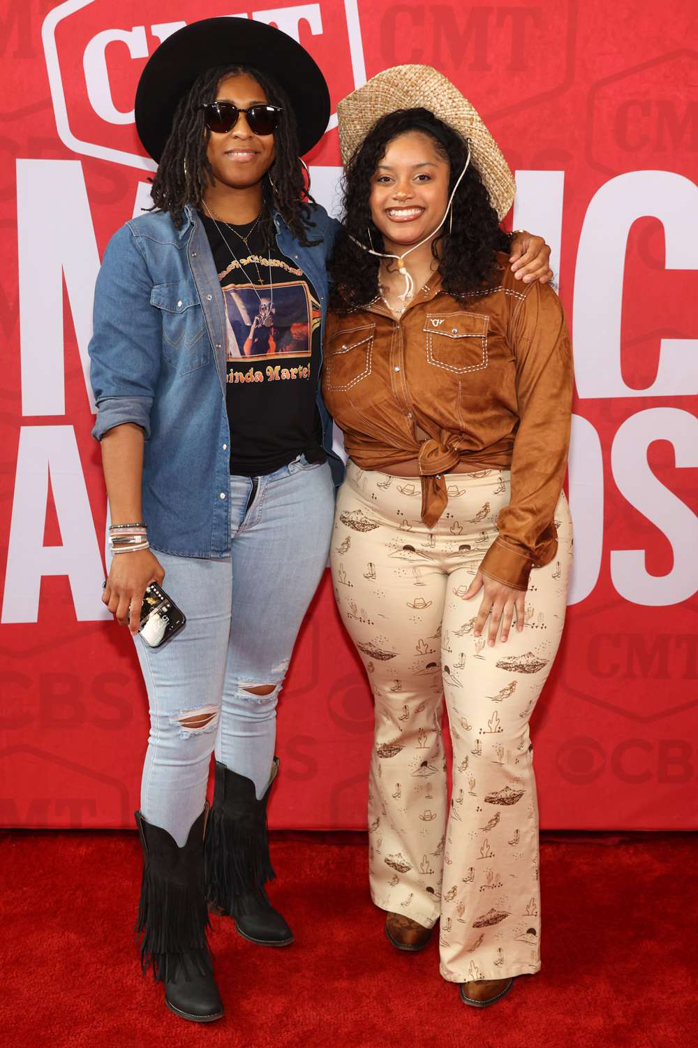 Quia Thompson and Nylah Leaphart attend the 2024 CMT Music Awards at Moody Center on April 07, 2024 in 