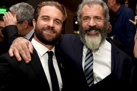 Mel Gibson (R) and his son actor Milo Gibson pose at the after party for a screening of Summit Entertainment's "Hacksaw Ridge" 