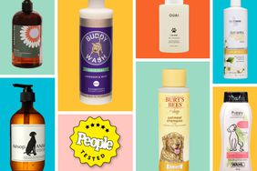 Collage of the best dog shampoos, each on a different color background with a People Tested badge.