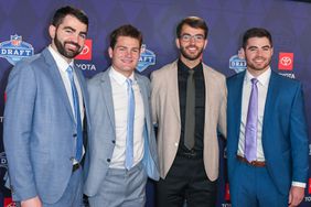  Drake Maye (2nd from L) and guests arrive to the 2024 NFL Draft at the Fox Theatre on April 25, 2024 in Detroit, Michigan.