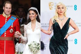 TRH Prince William, Duke of Cambridge and Catherine, Duchess of Cambridge smile following their marriage at Westminster Abbey on April 29, 2011 in London, England.; Lady Gaga attends the EE British Academy Film Awards 2022 at Royal Albert Hall on March 13, 2022 in London, England.