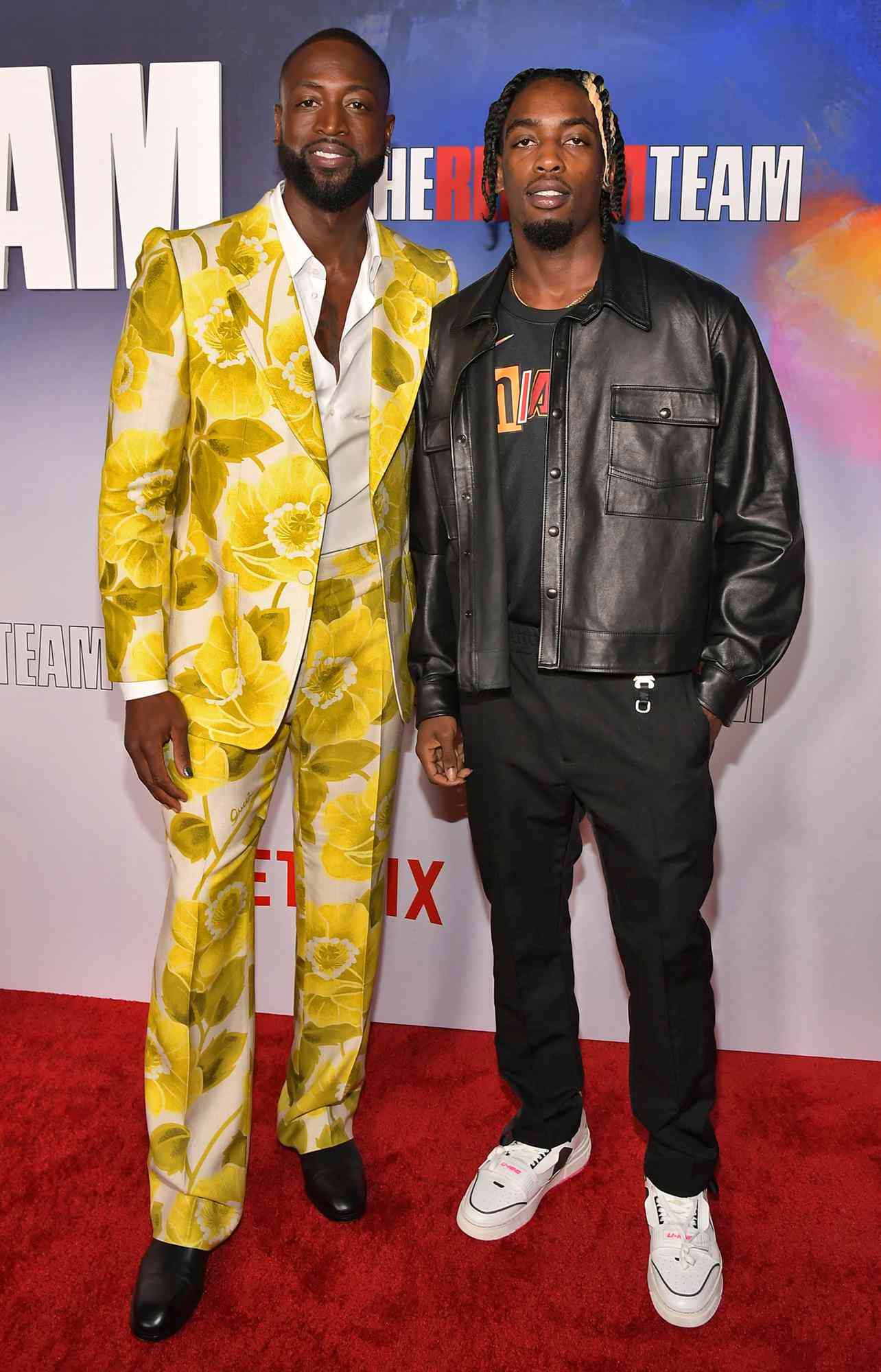 Dwyane Wade and Zaire Wade attend Netflix's special screening of "The Redeem Team" at TUDUM Theater on September 22, 2022 in Hollywood, California