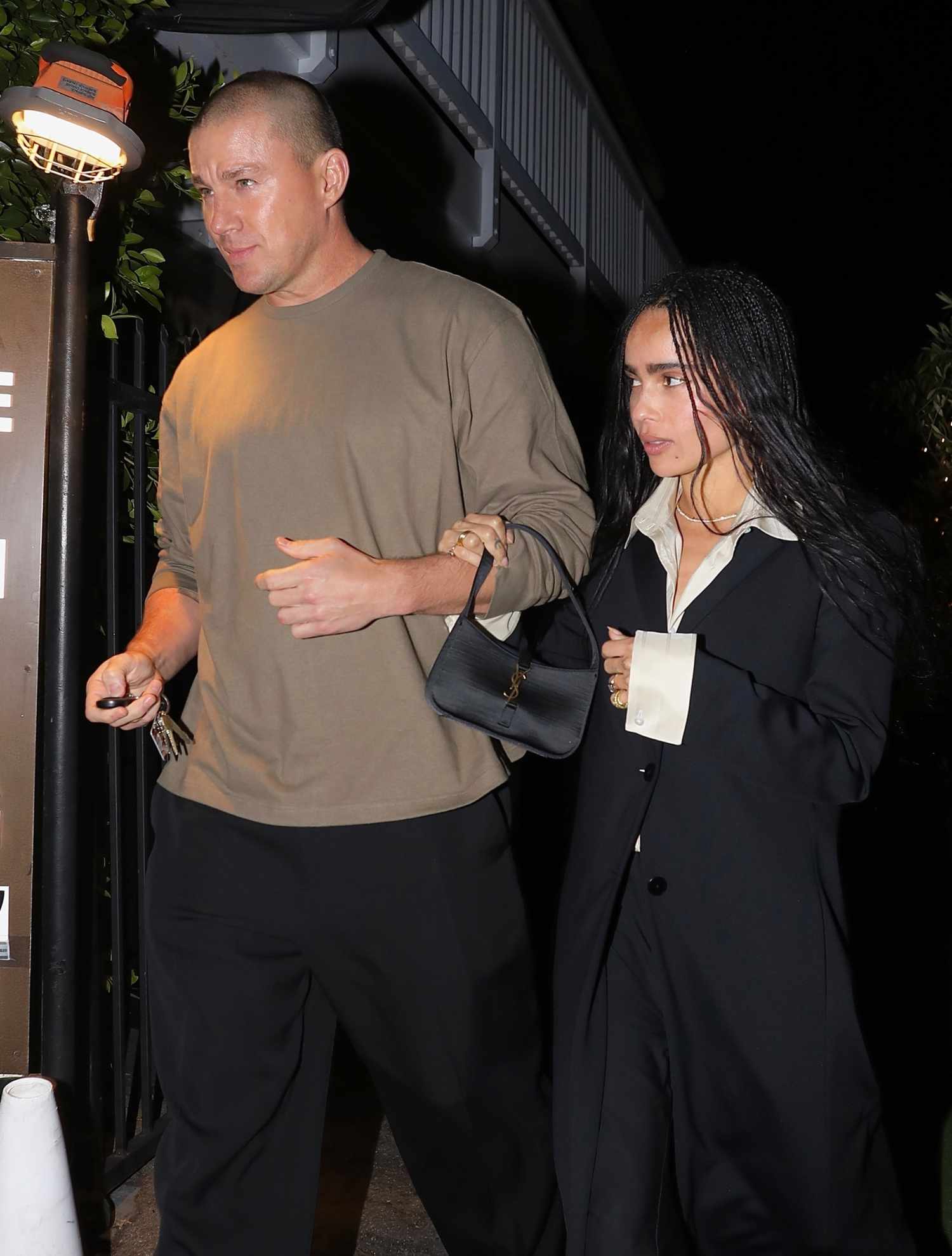 Couple Channing Tatum and ZoÃÂ« Kravitz, recently engaged, were spotted heading home after enjoying date night at Giorgio Baldi restaurant in Los Angeles.
