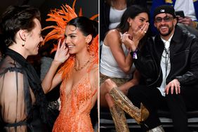 Harry Styles and Kendall Jenner attend The 2019 Met Gala on May 06, 2019 in New York City. ; Kendall Jenner and Bad Bunny attend the Western Conference Semifinal Playoff game between the Los Angeles Lakers and Golden State Warriors on May 12, 2023 in Los Angeles, California. 