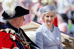 Prince Richard, Duke of Gloucester and Birgitte, Duchess of Gloucester depart the Order Of The Garter Service at Windsor Castle on June 19, 2023