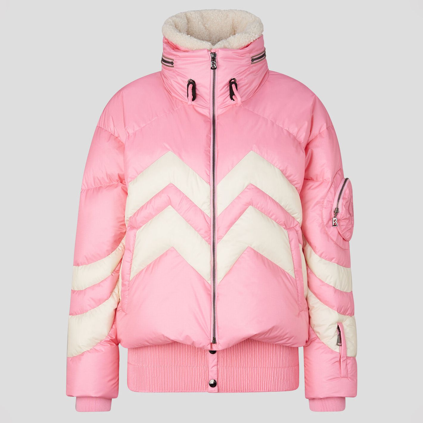 Valea down ski jacket in Pink/Off-white