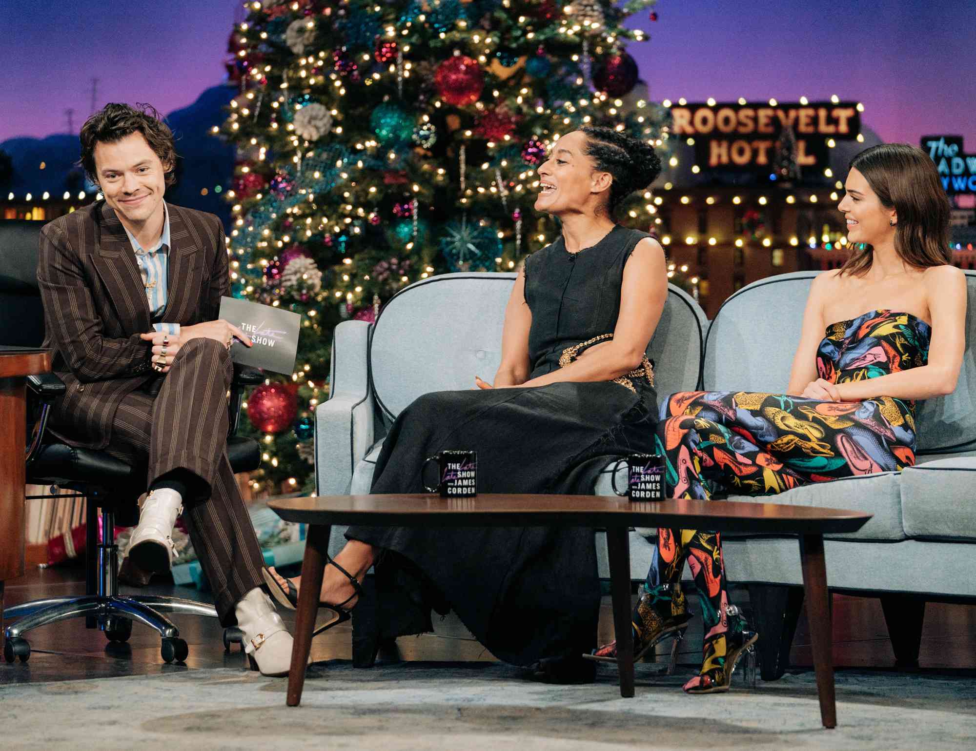 Harry Styles guest-hosts The Late Late Show with James Corden airing Tuesday, December 10, 2019, with guests Tracee Ellis Ross and Kendall Jenner