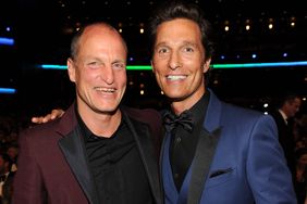 Actors Woody Harrelson, left, and Matthew McConaughey in the audience at the 66th Primetime Emmy Awards at the Nokia Theatre L.A. Live on Monday, Aug. 25, 2014, in Los Angeles.