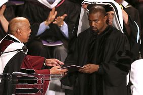 Kanye West receives an honorary doctorate in fine arts from the School of the Art Institute of Chicago on May 11, 2015, at the Auditorium Theatre.