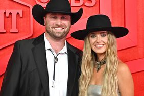 Devlin "Duck" Hodges and Lainey Wilson attend the 2024 CMT Music Awards on April 07, 2024 in Austin, Texas. 