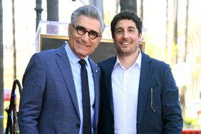 Eugene Levy and Jason Biggs attend the ceremony honoring Eugene Levy with a Star on the Hollywood Walk of Fame on March 08, 2024 in Hollywood, California.