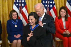 Joe Biden presents the Presidential Medal of Freedom to Malaysian actress Michelle Yeoh 