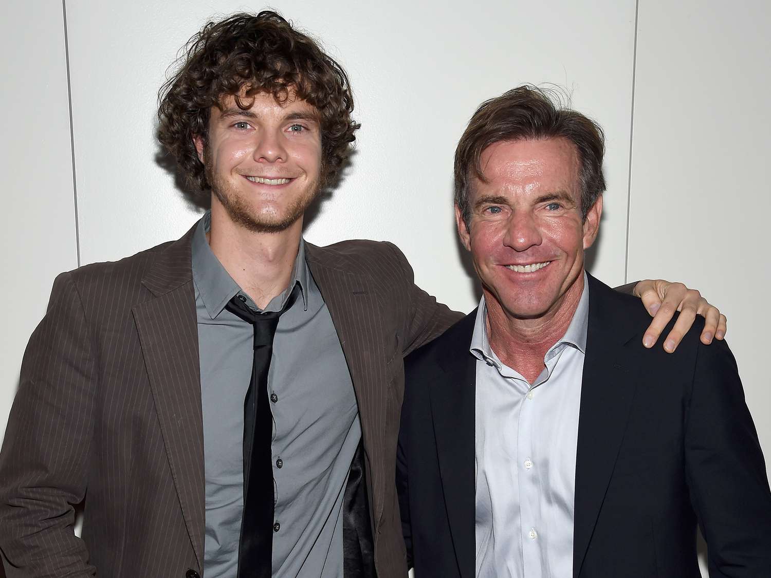 Jack Quaid (L) and Dennis Quaid attend the Armani and Cinema Society Screening of Sony Pictures Classics' "Truth" after party at Armani Ristorante on October 7, 2015 in New York City