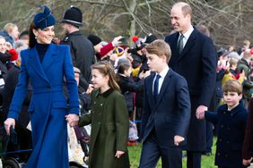 Catherine, Princess of Wales, Princess Charlotte of Wales, Prince George of Wales, Prince William, Prince of Wales, Prince Louis of Wales attend the Christmas Morning Service at Sandringham Church on December 25, 2023 