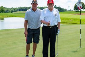 Brett Favre and Donald Trump play golf in Bedminster