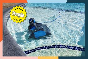 Dolphin Premier Robotic Pool Cleaner cleaning the shallow end of an inground pool