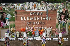 Crosses set up to honor those who lost their lives during the Robb Elementary School shooting in Uvalde, Texas on November 8, 2022.