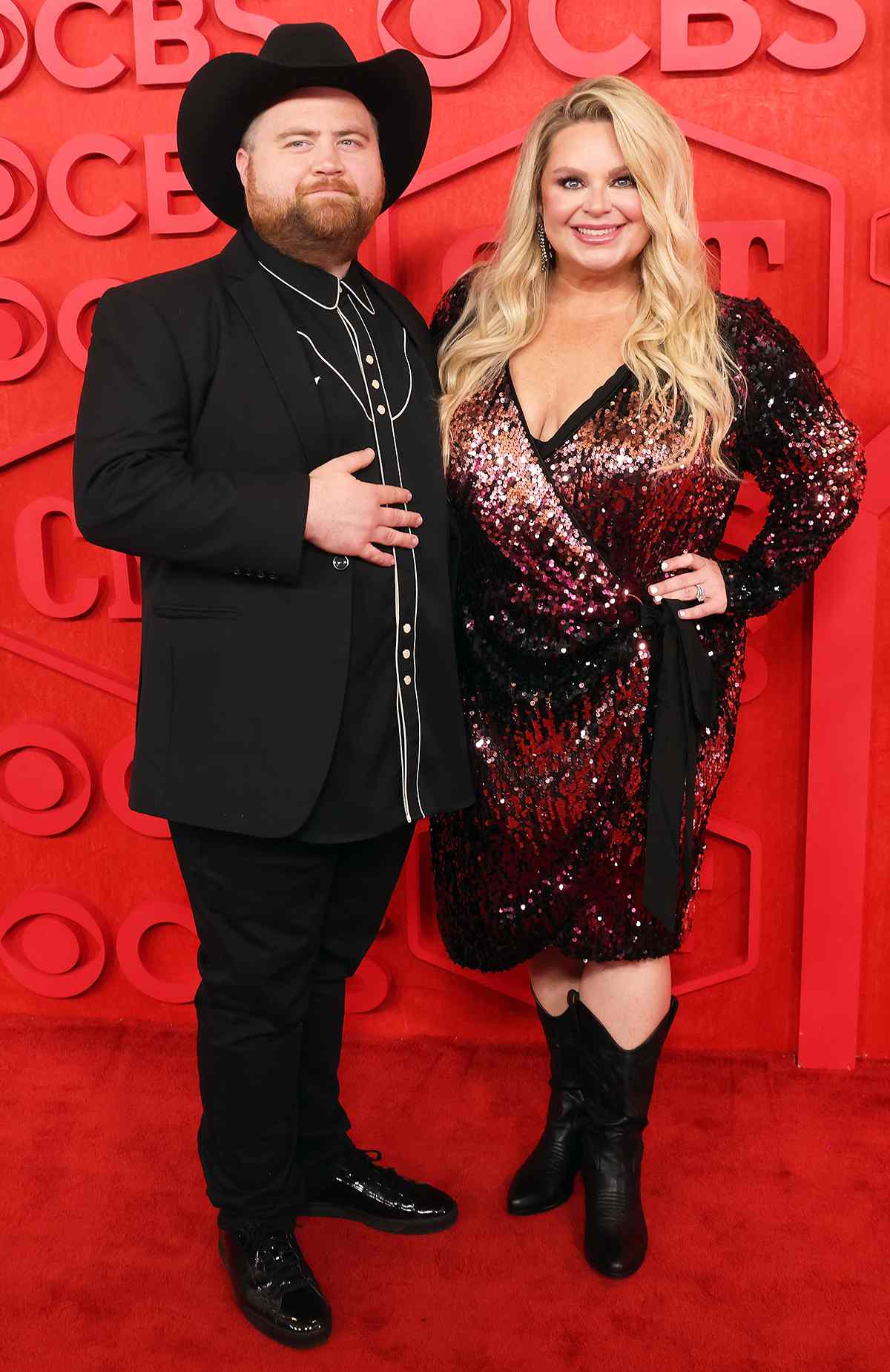 Paul Walter Hauser and Amy Elizabeth Boland attend the 2024 CMT Music Awards at Moody Center on April 07, 2024 in Austin, Texas.